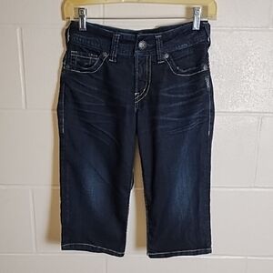 Silver Suki Stretch Denim Peddle Pusher Bermuda Denim Shorts